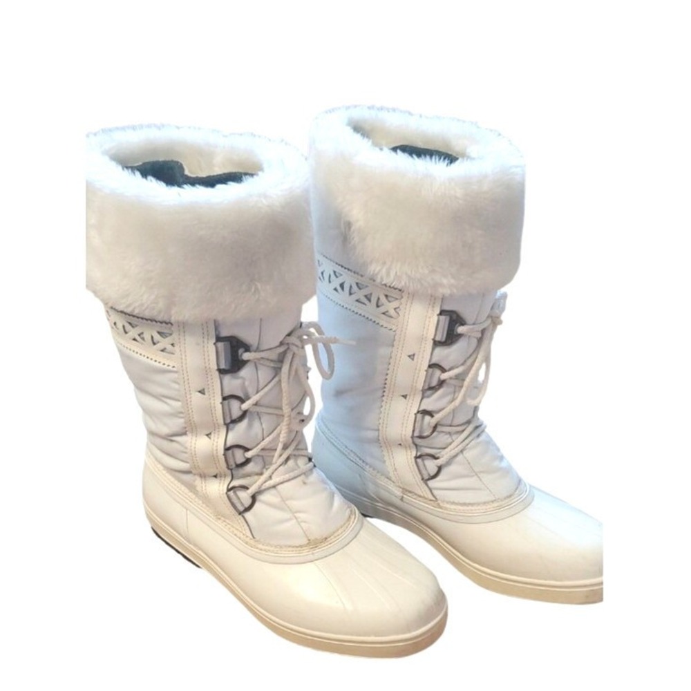 Sorel White Lace-Up Faux-Fur Vintage Kaufman Canada Aspen Winter Boots Size 10
